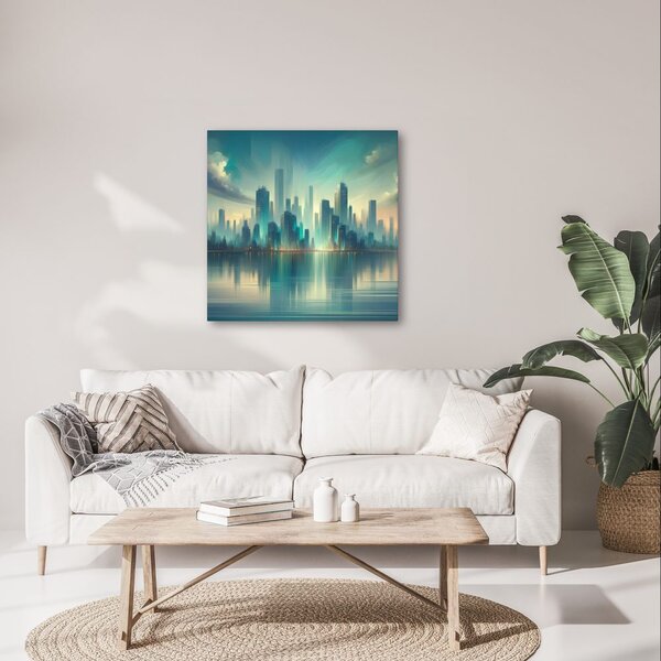 Quadro su tela – Riflesso della città sulla superficie dell’acqua