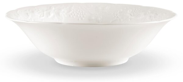 Insalatiera in porcellana con decoro a rilievo cm 25 Collezione Toscana lavabile in lavastoviglie porcellana Di Limoges Bianco Freddo