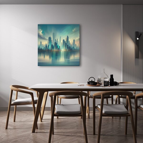 Quadro su tela – Riflesso della città sulla superficie dell’acqua