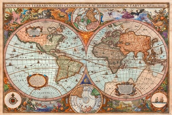 Posters, Stampe Historical Antique World Map