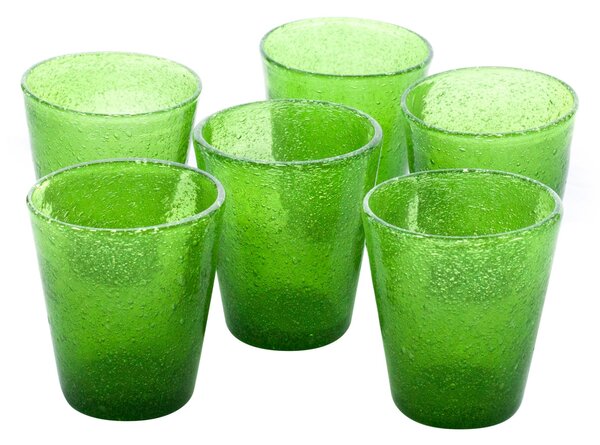 Bicchieri Acqua Tumbler Drink 6 pezzi Surf diametro 9xh10 cm - 300 cc in vetro soffiato adatto alla lavastoviglie colore verde