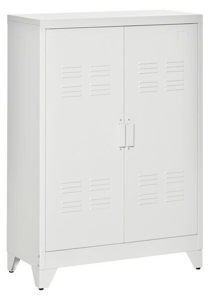 HOMCOM Armadio in Metallo con 2 Porte e 2 Ripiani Regolabili Mobile Multifunzione per Ufficio Salotto Camera da Letto 75x33x110cm Bianco | Aosom Italy