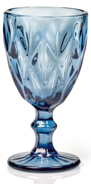 Bicchieri calice LOIRA 6 pezzi diametro 9xh17cm - 280 Ml in vetro spesso pressato adatto alla lavastoviglie colore Blu Notte