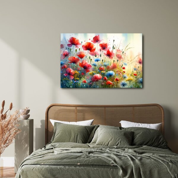 Quadro su tela – Papaveri rossi e fiordalisi blu