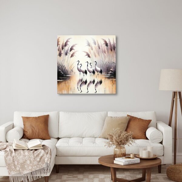 Quadro su tela – Gru nella mattina dorata