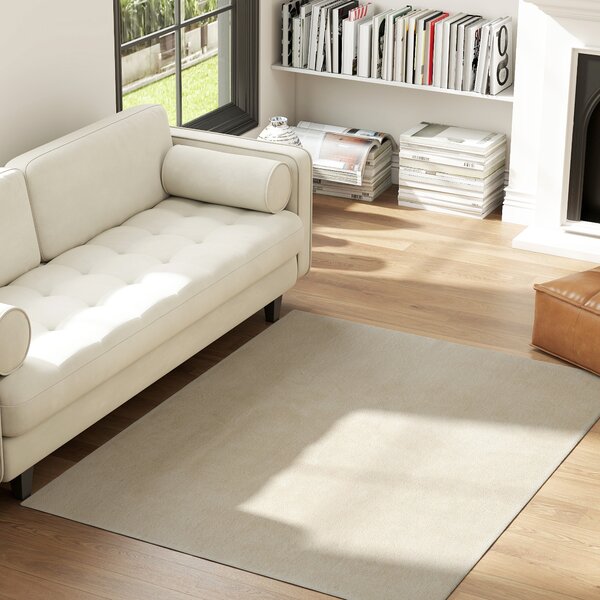 HOMCOM Tappeto Soggiorno 120x160 cm Lavabile in Lavatrice Pelo Lungo Stile Moderno Tappeto per Salotto Camera da Letto Crema | Aosom Italy