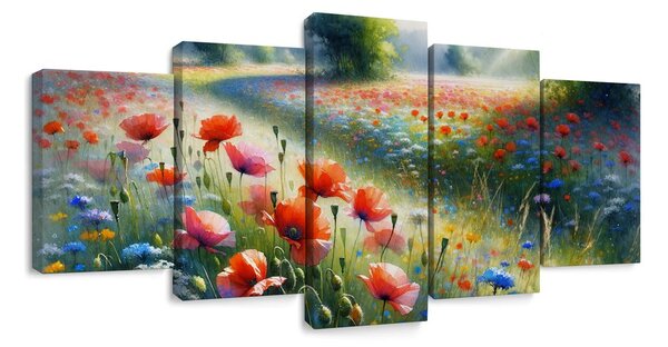 Quadro su tela – Papaveri rossi in un mare di fiori di campo