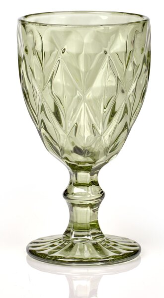 Bicchieri calice LOIRA 6 pezzi diametro 9xh17cm - 280 Ml in vetro spesso pressato adatto alla lavastoviglie colore Verde