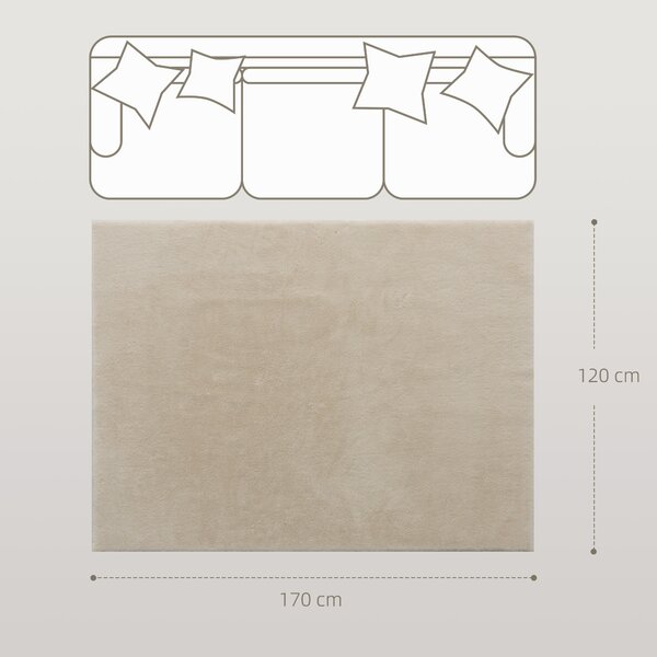 HOMCOM Tappeto Soggiorno 120x160 cm Lavabile in Lavatrice Pelo Lungo Stile Moderno Tappeto per Salotto Camera da Letto Crema | Aosom Italy