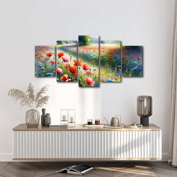Quadro su tela – Papaveri rossi in un mare di fiori di campo