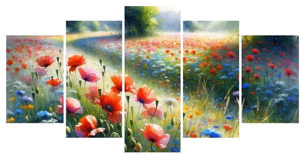 Quadro su tela – Papaveri rossi in un mare di fiori di campo