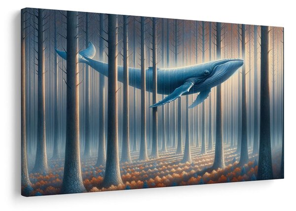 Quadro su tela – Balena da sogno tra i tronchi