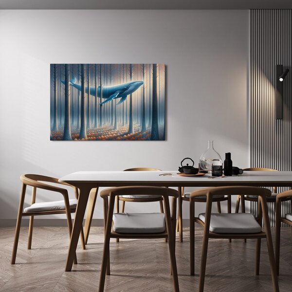 Quadro su tela – Balena da sogno tra i tronchi
