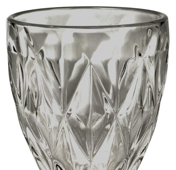 Bicchieri calice LOIRA 6 pezzi diametro 9xh17cm - 280 Ml in vetro spesso pressato adatto alla lavastoviglie colore Grigio