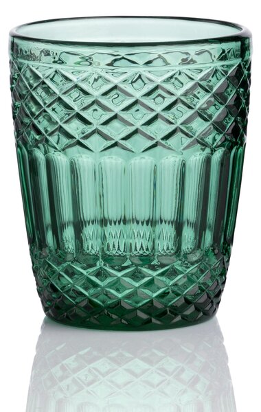 Bicchieri Acqua 6 pezzi in Pasta di Vetro PRAGA diametro 8xh10 cm - 270 Ml in vetro pressato adatto alla lavastoviglie colore Ottanio