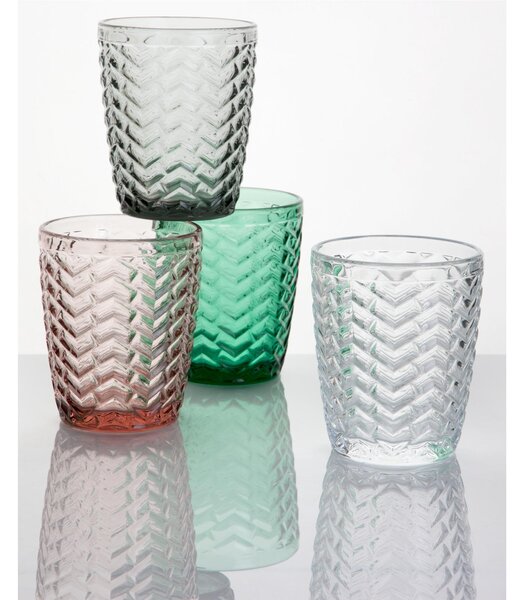 Bicchieri Acqua 6 pezzi in Pasta di Vetro BALI diametro 8xh10 cm - 270 Ml in vetro pressato adatto alla lavastoviglie colore trasparente