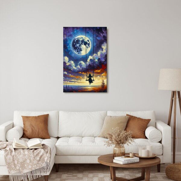 Quadro su tela – Ragazza nella luce della luna