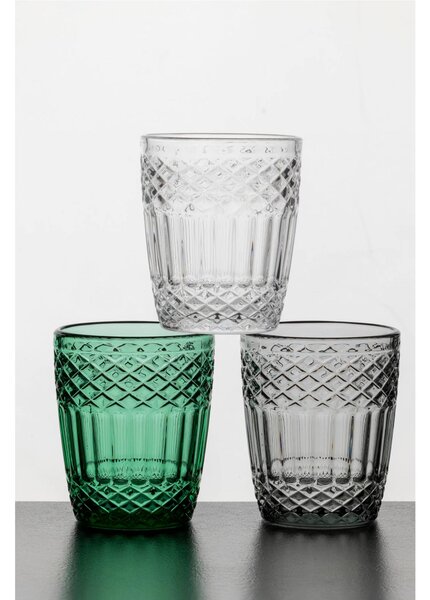 Bicchieri Acqua 6 pezzi in Pasta di Vetro PRAGA diametro 8xh10 cm - 270 Ml in vetro pressato adatto alla lavastoviglie colore trasparente
