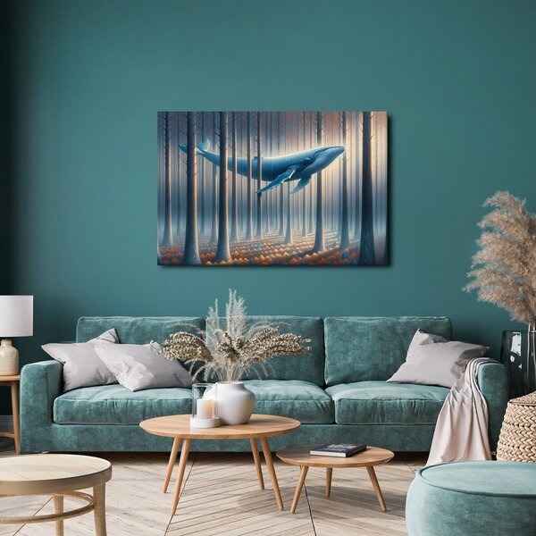 Quadro su tela – Balena da sogno tra i tronchi