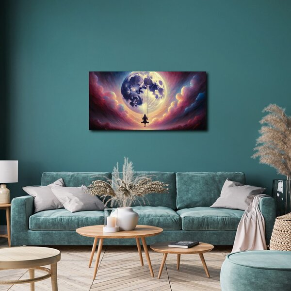 Quadro su tela – Altalena tra le nuvole e la luna