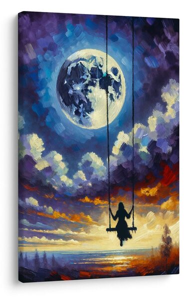 Quadro su tela – Ragazza nella luce della luna