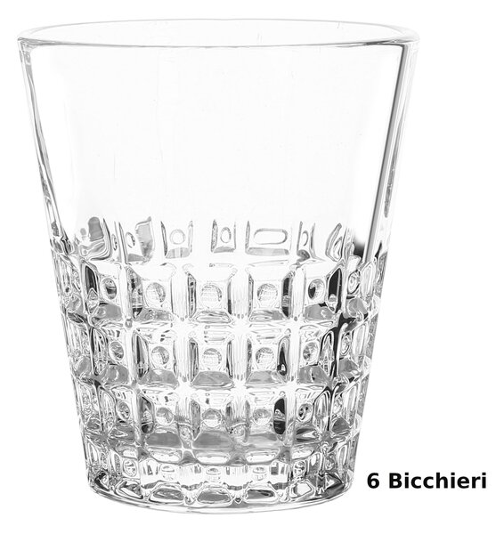 Bicchieri Acqua WINDSOR 6 pezzi diametro 8,5xh10 cm - 250 Ml in vetro pressato adatto alla lavastoviglie colore trasparente
