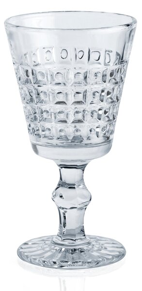 Calici SET 6 pezzi in Pasta di Vetro WINDSOR diametro 8,7xh16 cm - 260 Ml in vetro pressato adatto alla lavastoviglie colore Trasparente