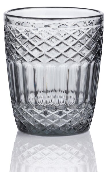 Bicchieri Acqua 6 pezzi in Pasta di Vetro PRAGA diametro 8xh10 cm - 270 Ml in vetro pressato adatto alla lavastoviglie colore Grigio