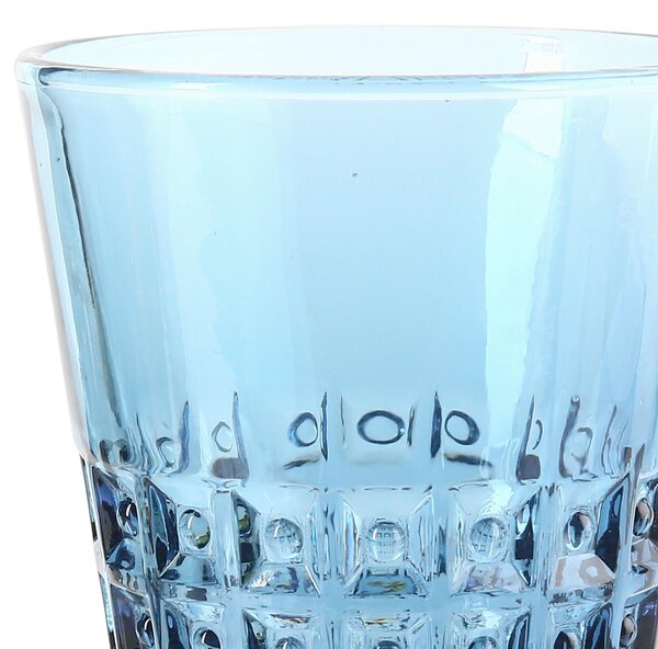 Bicchieri Acqua WINDSOR 6 pezzi diametro 8,5xh10 cm - 250 Ml in vetro pressato adatto alla lavastoviglie colore Blu