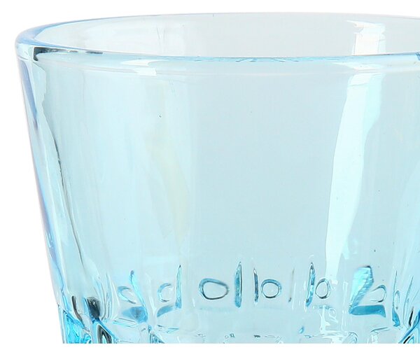 Bicchieri Acqua WINDSOR 6 pezzi diametro 8,5xh10 cm - 250 Ml in vetro pressato adatto alla lavastoviglie colore Azzurro