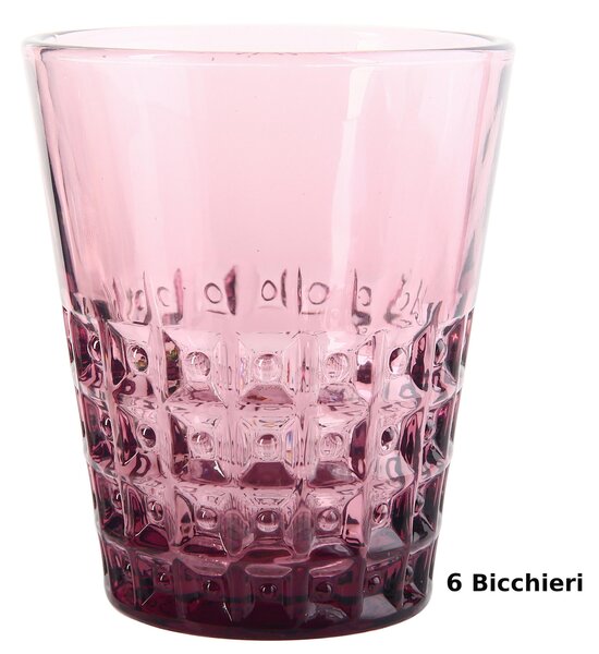 Bicchieri Acqua WINDSOR 6 pezzi diametro 8,5xh10 cm - 250 Ml in vetro pressato adatto alla lavastoviglie colore Erika
