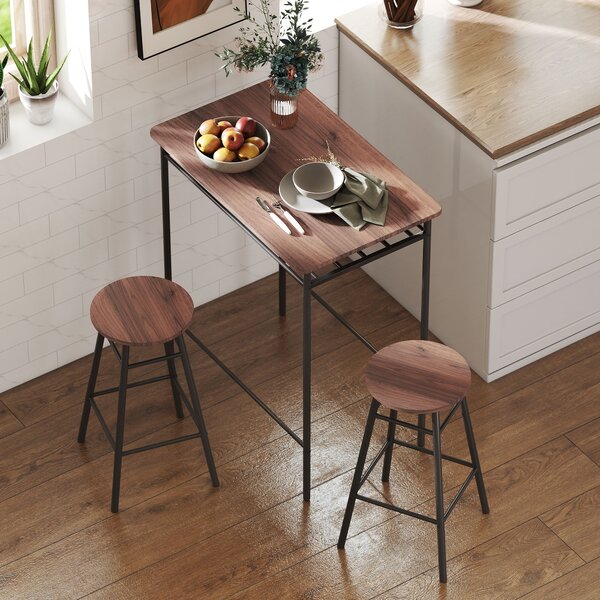HOMCOM Tavolo Alto da Cucina con 2 Sgabelli Industrial Scaffale Aperto Poggiapiedi Risparmio di Spazio per Spazi Ridotti | Aosom Italy