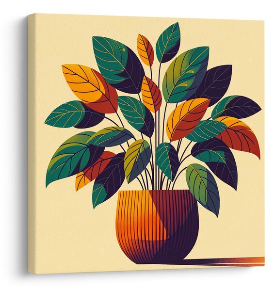 Quadro su tela – Foglie tropicali in toni caldi