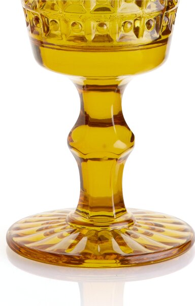 Calici SET 6 pezzi in Pasta di Vetro WINDSOR diametro 8,7xh16 cm - 260 Ml in vetro pressato adatto alla lavastoviglie colore Ambra