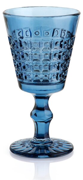 Calici SET 6 pezzi in Pasta di Vetro WINDSOR diametro 8,7xh16 cm - 260 Ml in vetro pressato adatto alla lavastoviglie colore Blu