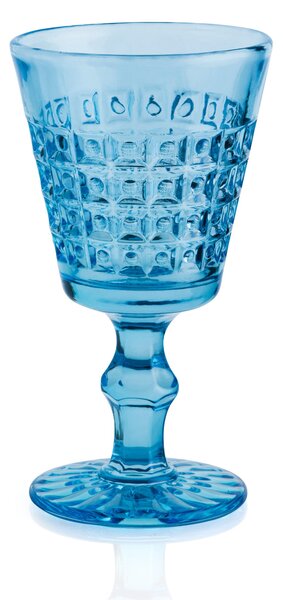 Calici SET 6 pezzi in Pasta di Vetro WINDSOR diametro 8,7xh16 cm - 260 Ml in vetro pressato adatto alla lavastoviglie colore Azzurro
