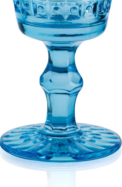 Calici SET 6 pezzi in Pasta di Vetro WINDSOR diametro 8,7xh16 cm - 260 Ml in vetro pressato adatto alla lavastoviglie colore Azzurro