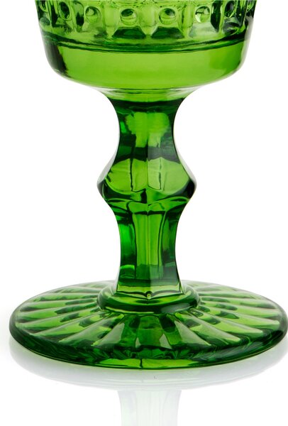 Calici SET 6 pezzi in Pasta di Vetro WINDSOR diametro 8,7xh16 cm - 260 Ml in vetro pressato adatto alla lavastoviglie colore Verde