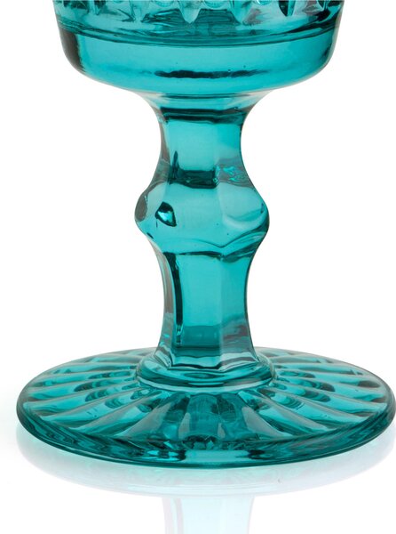 Calici SET 6 pezzi in Pasta di Vetro WINDSOR diametro 8,7xh16 cm - 260 Ml in vetro pressato adatto alla lavastoviglie colore Ottanio