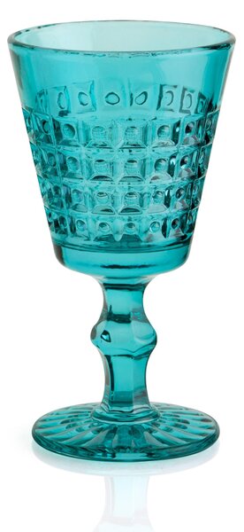 Calici SET 6 pezzi in Pasta di Vetro WINDSOR diametro 8,7xh16 cm - 260 Ml in vetro pressato adatto alla lavastoviglie colore Ottanio