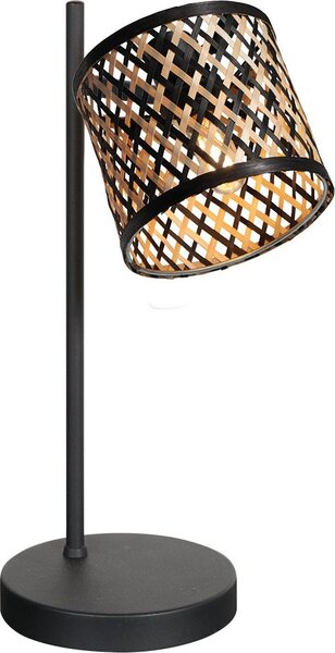 Mexlite - lampada da tavolo - Bambus - naturale nero - bambù metallo - lampada da comodino - E14 - 4491ZW