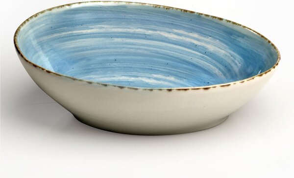 Insalatiera Fondina Multiuso in GRES Alta Cucina 22,5X20X6,5 cm Decoro Sotto smalto lavabile in lavastoviglie, adatto al microonde colore Azzurro Anice