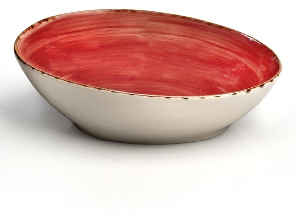 Insalatiera Fondina Multiuso in GRES Alta Cucina 22,5X20X6,5 cm Decoro Sotto smalto lavabile in lavastoviglie, adatto al microonde colore Rosso Peperoncino