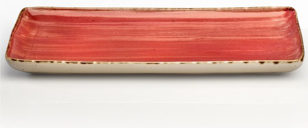 Rettangolare, Vassoio in GRES Alta Cucina 30x18cm lavabile in lavastoviglie, adatto al microonde decoro sotto smalto colore Rosso Peperoncino