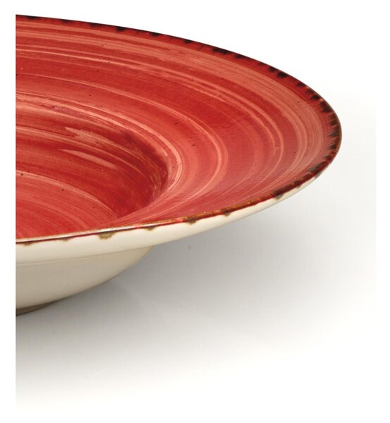 Piatto Pasta con falda in GRES Alta Cucina diametro 28,5 cm lavabile in lavastoviglie, adatto al microonde decoro sotto smalto colore Rosso Peperoncino