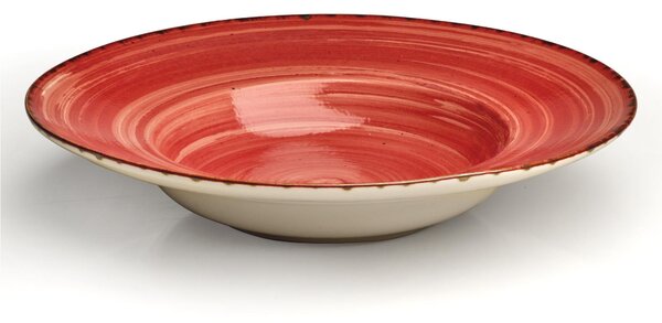 Piatto Pasta con falda in GRES Alta Cucina diametro 28,5 cm lavabile in lavastoviglie, adatto al microonde decoro sotto smalto colore Rosso Peperoncino