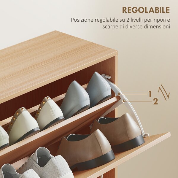 HOMCOM Scarpiera Salvaspazio Capacità 24 Ingresso e Camera da Letto Legno 120x24x81cm|Aosom