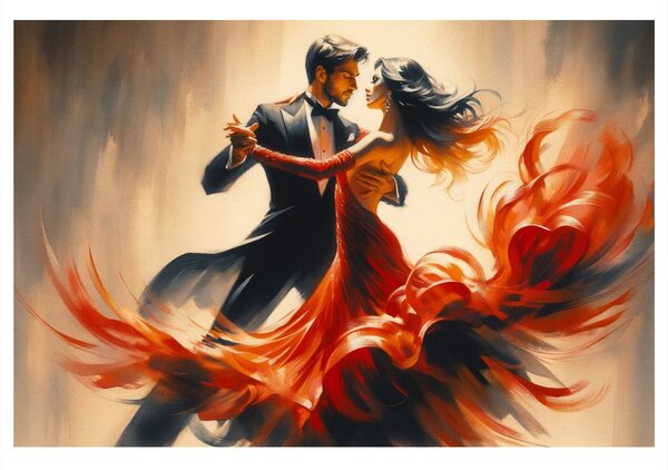 Quadro su tela – Danza in abbraccio di fuoco