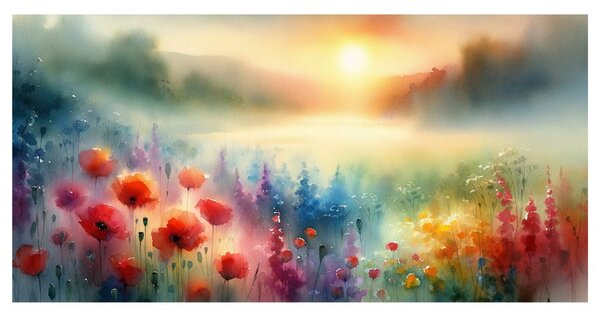 Quadro su tela – Paesaggio floreale luminoso
