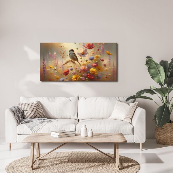 Quadro su tela – Passero sul prato estivo